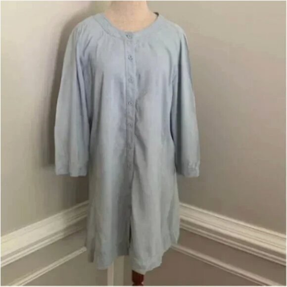 Eileen Fisher Linen Blend Long Sleeve Lagenlook Front Button Dress Size PM - Picture 10 of 10